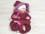 Atelier MiaMia - Walk - Salopette Neonato Bambino da 50 a 110 Salopette Firmata Marrone Righe Viola --Walk W7