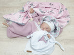 Walk - Overall Baby Kind von 50 bis 110 Designer Walkoverall Rosa Herzen und Blumen --Walk W8 von Atelier MiaMia