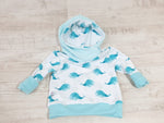 Atelier MiaMia - hoodie baby child from 44-122 short or long sleeve Blue Wahle 275